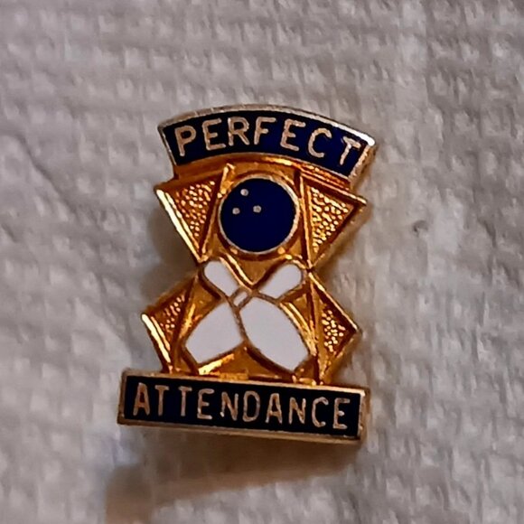 Source Unknown Jewelry - Vintage 1980s Perfect Attendance Bowling Lapel Collectible Pin